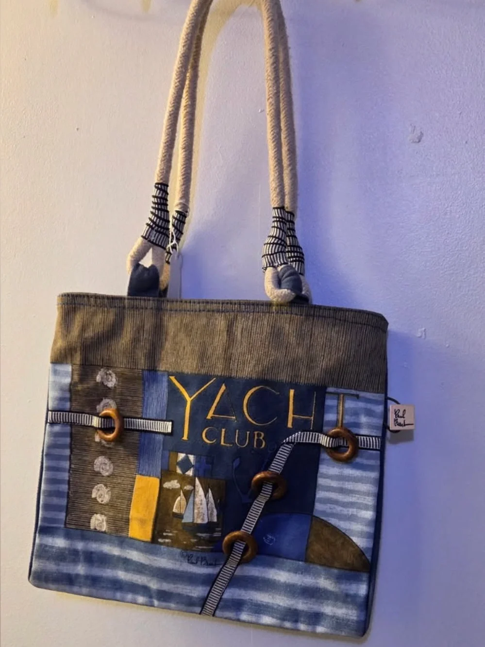 Yacht Club Canvas Duffel Bag - Blue & Olive
